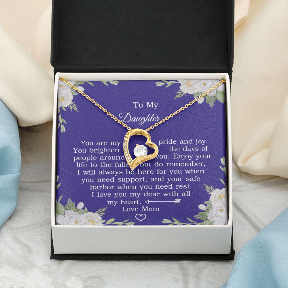 Mother Daughter Gift Ideas, To My Daughter Gift Necklace from Mom, Jewelry Pendant Present for Daughter, Birthday Christmas Gift Graduation Gifts for Daughters, Mother and Daughter Necklace 2137 Forever Love Necklace