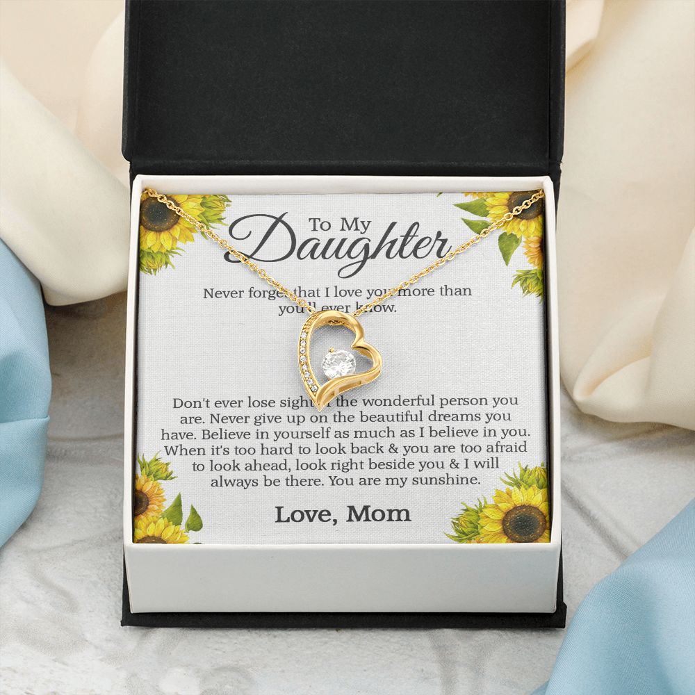 Mother Daughter Gift Ideas, To My Daughter Gift Necklace from Mom, Jewelry Pendant Present for Daughter, Birthday Christmas Gift Graduation Gifts for Daughters, Mother and Daughter Necklace 2132 Forever Love Necklace