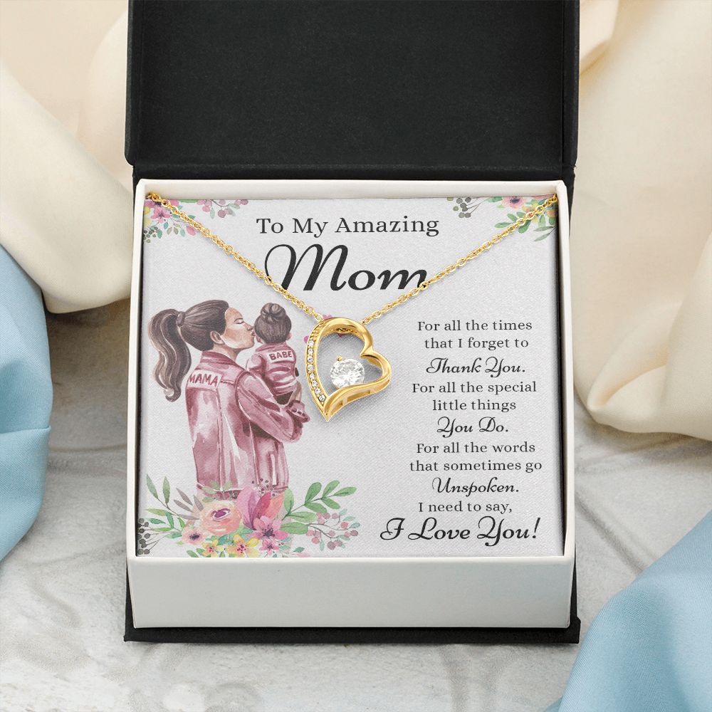 Mom Necklace Gifts for Mom from Daughter to Mom Gifts for Mothers Day from Daughter, To My Mom Necklace from Daughter to Mom Birthday Gifts Necklace with Message Card and Gift Box2240 Forever Love Necklace