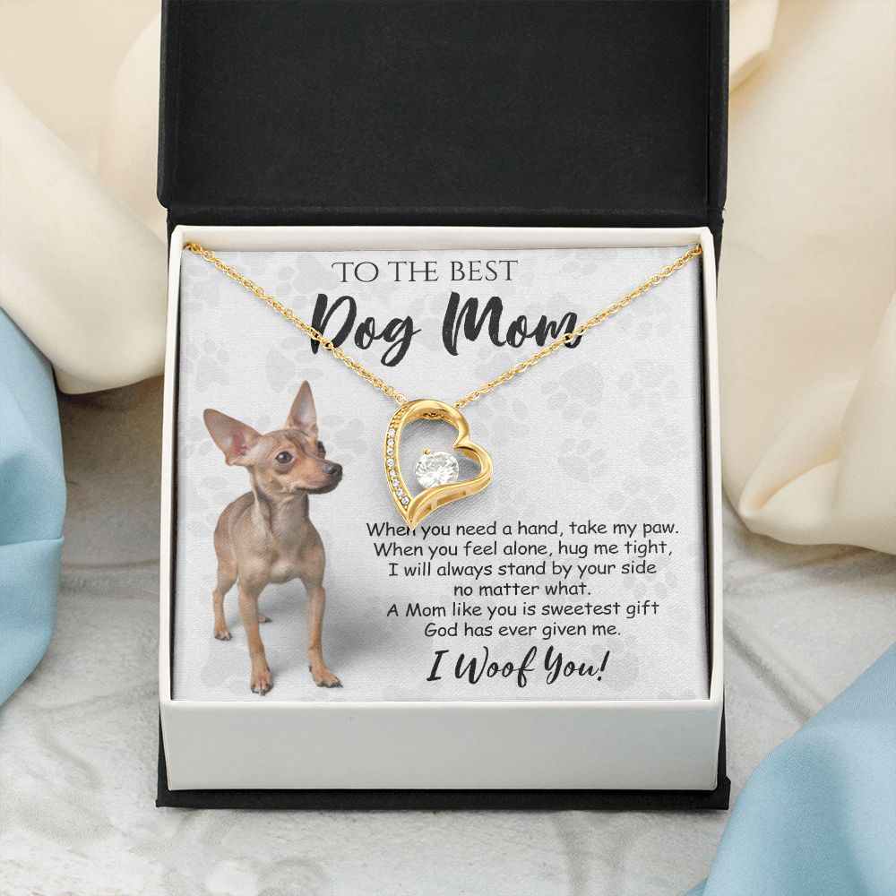 To The Best Chihuahua Dog Mom Knot Necklace Mother's Day Gift , I Woof You Quote Gift Card, Message Card Jewelry For Dog Lovers, Necklace For Mom Forever Love Necklace
