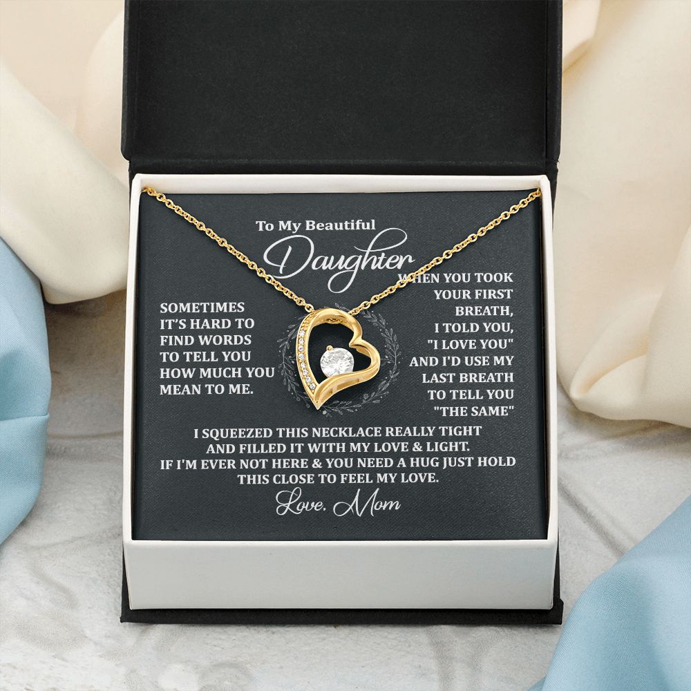 Mother Daughter Gift Ideas, To My Daughter Gift Necklace from Mom, Jewelry Pendant Present for Daughter, Birthday Christmas Gift Graduation Gifts for Daughters, Mother and Daughter Necklace 2135 Forever Love Necklace