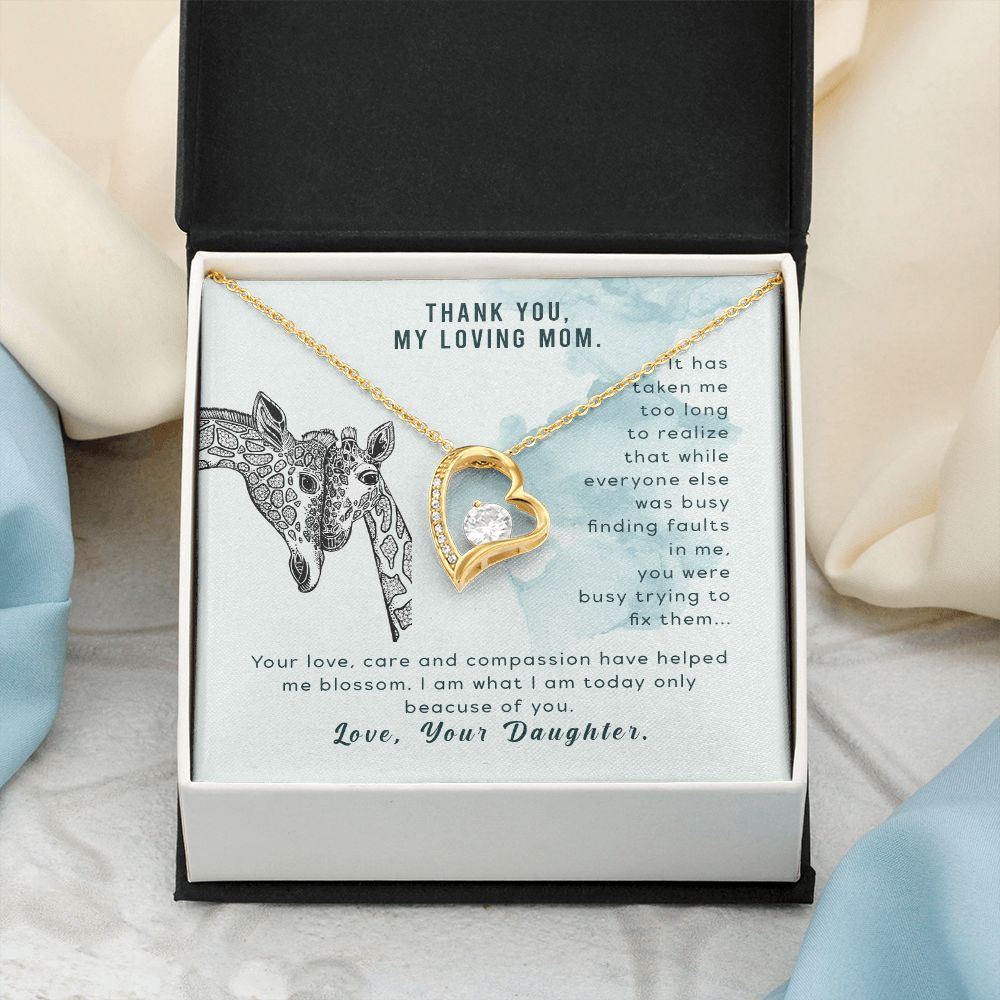 To My Thank You My Loving Mom Giraffe Necklace Pendant Gift From Mom Necklace Gift For To Daughter Birthday Daughter In Law Gift On Birthday Anniversary Gift 30821 Forever Love Necklace