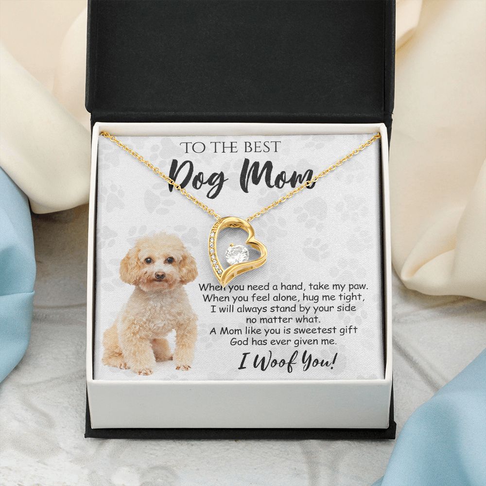 To The Best Poodle Dog Mom Knot Necklace Mother's Day Gift , I Woof You Quote Gift Card, Message Card Jewelry For Dog Lovers, Necklace For Mom Forever Love Necklace