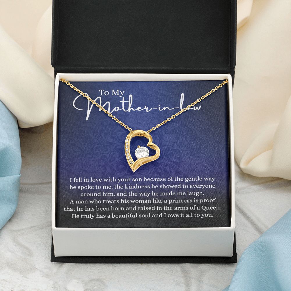 To My Mother in Law Necklace, Mother in Law Jewelry Box, Gift Card, Necklace for Mother in Law Jewelry Gift to My Mother-in-law on Wedding Day Mother's day gift for Mother in Law Forever Love Necklace