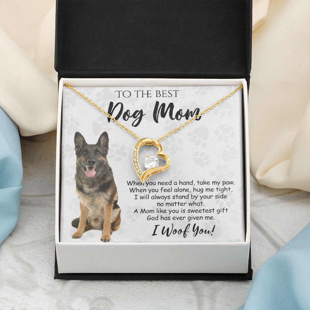 To The Best German Shepherd Dog Mom Knot Necklace Mother's Day Gift , I Woof You Quote Gift Card, Message Card Jewelry For Dog Lovers, Necklace For Mom Forever Love Necklace