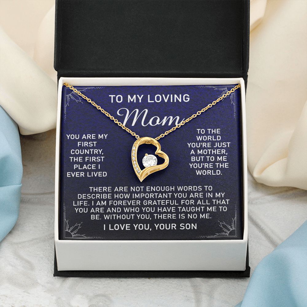 To My Loving Mom Necklace, Gift for Mom from Son, Mother's Day Jewelry Gift, Necklace for Mom Birthday Anniversary Mother's Day Jewelry Gift, To My Mom Necklace from Son Forever Love Necklace