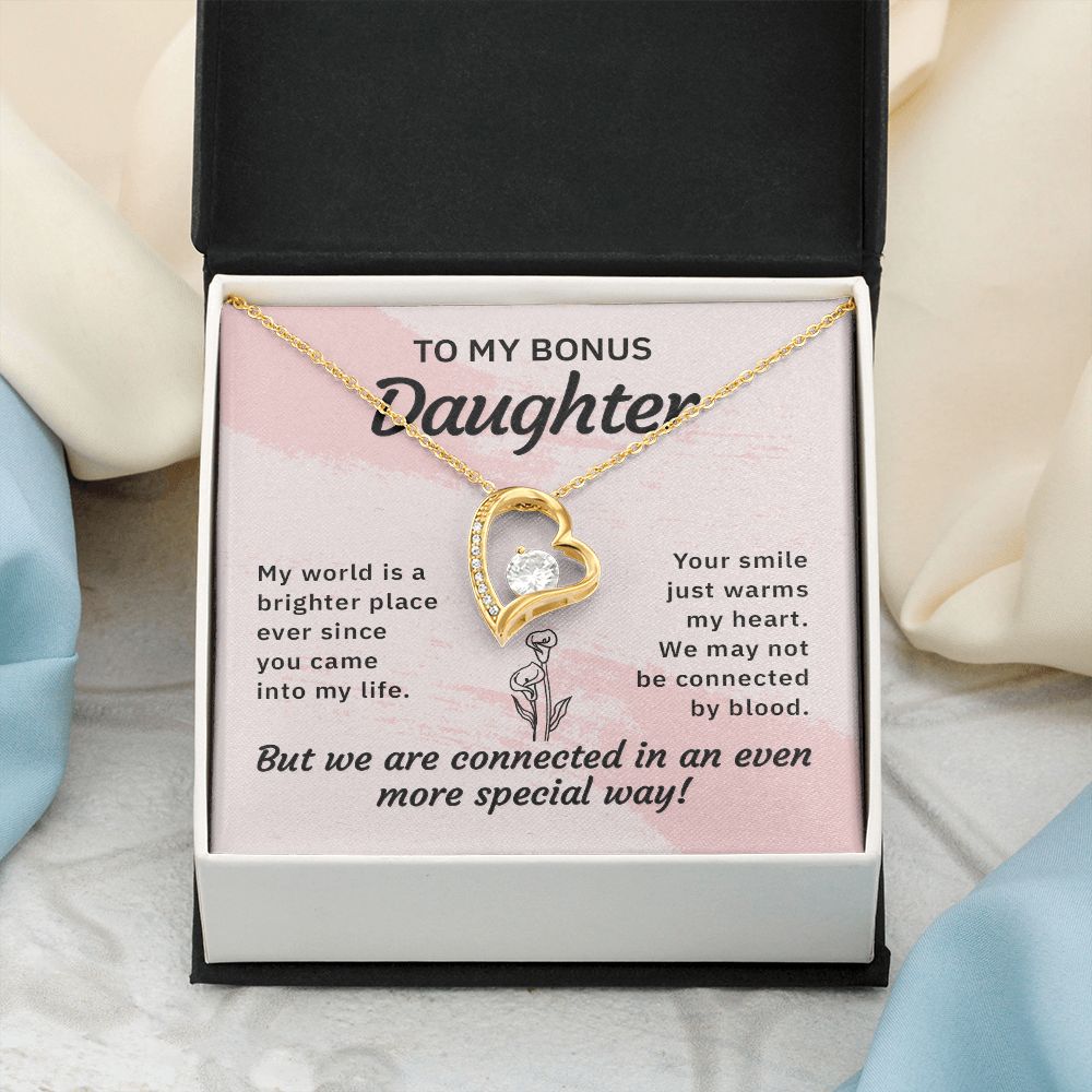 Bonus Daughter Gifts From Stepdad, Step Daughter Gifts From Stepmom, Stepdaughter Gifts From Stepdad, Father Stepdaughter Necklace, To My Bonus Daughter Necklaces, Christmas Gifts For Bonus11 Forever Love Necklace