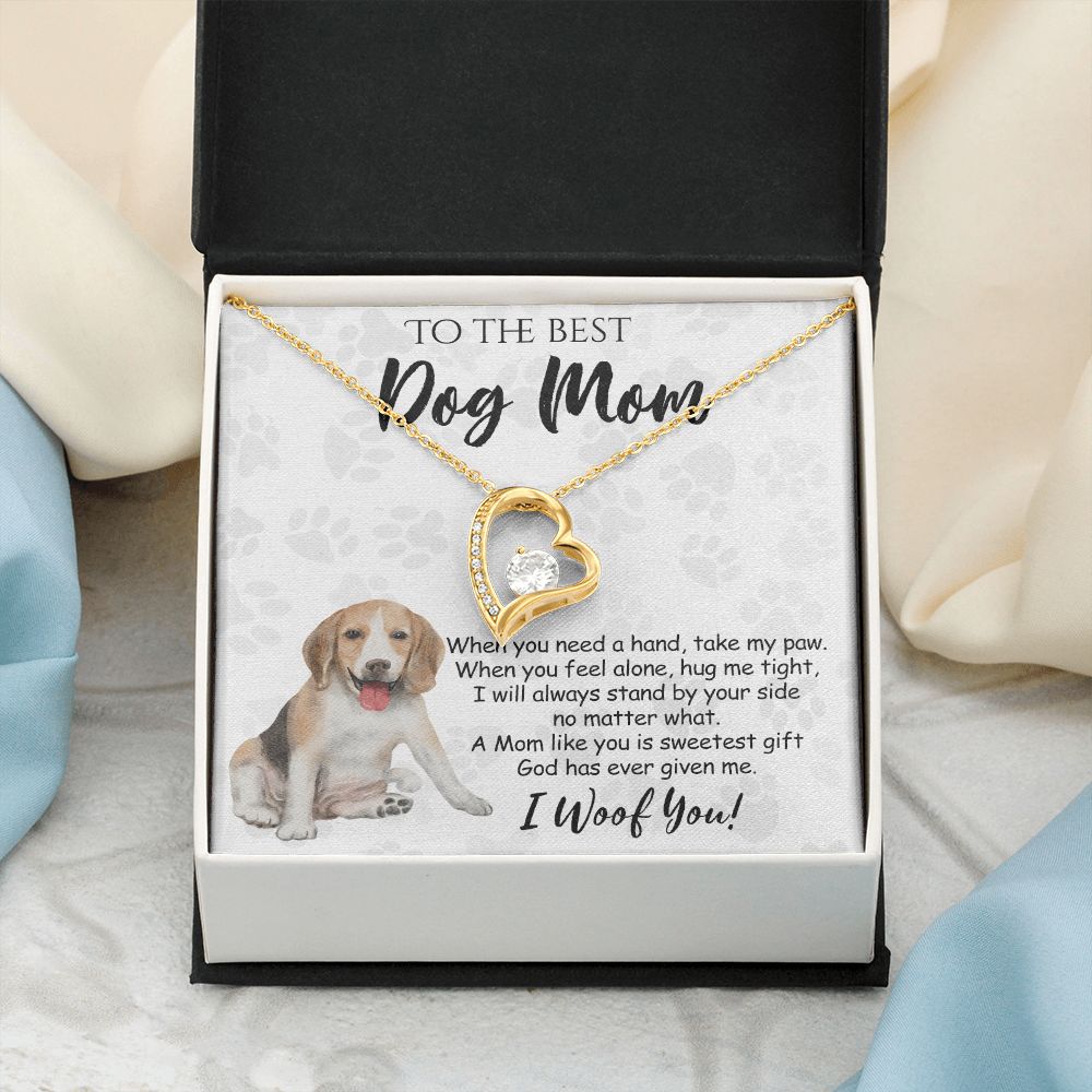 To The Best Beagle Dog Mom Knot Necklace Mother's Day Gift , I Woof You Quote Gift Card, Message Card Jewelry For Dog Lovers, Necklace For Mom Forever Love Necklace