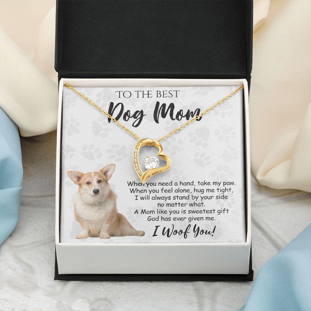 To The Best Corgi Dog Mom Knot Necklace Mother's Day Gift , I Woof You Quote Gift Card, Message Card Jewelry For Dog Lovers, Necklace For Mom Forever Love Necklace