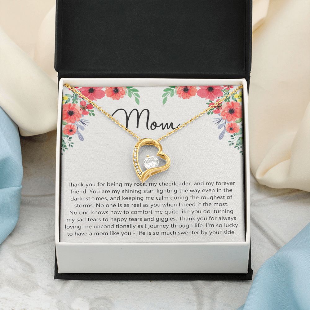 To My Mom Gift Necklace for Mother Daughter Jewelry, Thank You Mom Gift, Gift for Mom from Daughter to Mother Necklace Pendant Jewelry Box for Mom on Mother's Day Birthday Forever Love Necklace