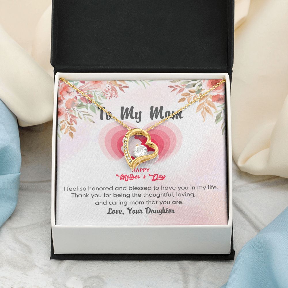 To My Mom Necklace Pendant Gift From Daughter And Happy Mother's Day Gift For Mom Birthday, Anniversary Thank You Forever Love Necklace