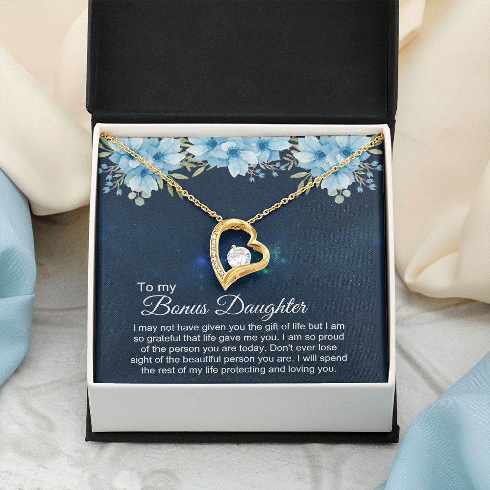 Bonus Daughter Gifts From Stepdad, Step Daughter Gifts From Stepmom, Stepdaughter Gifts From Stepdad, Father Stepdaughter Necklace, To My Bonus Daughter Necklaces, Christmas Gifts For Bonus4 Forever Love Necklace