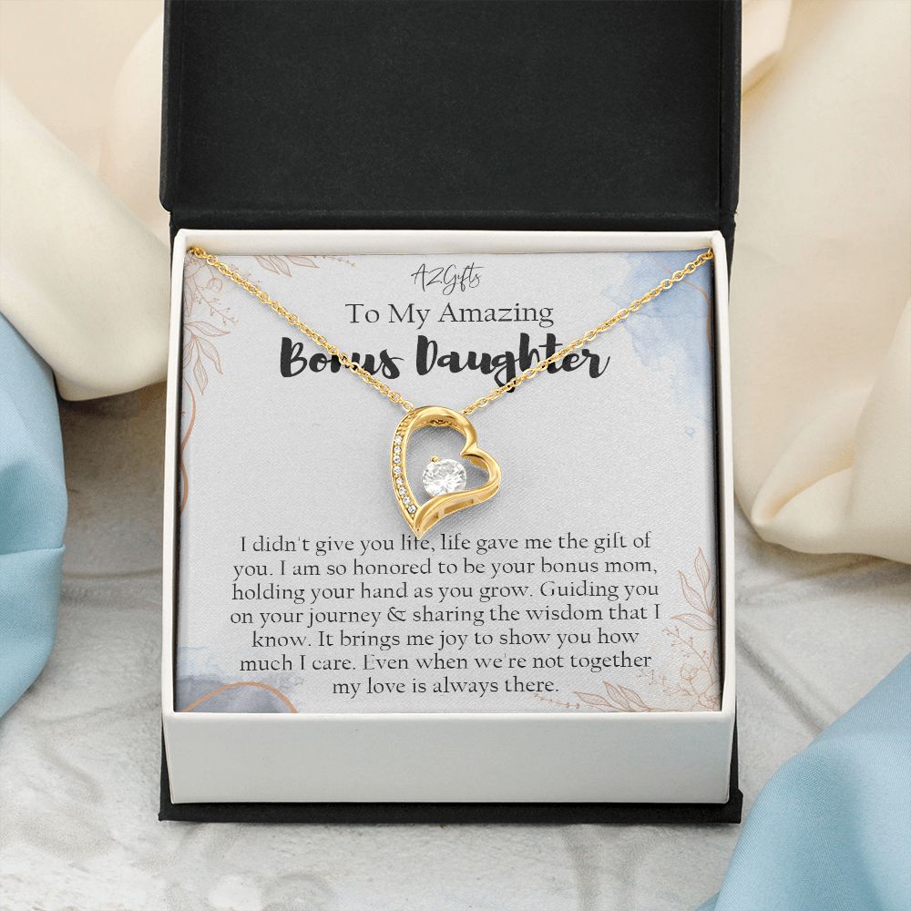 Bonus Daughter Gifts From Stepdad, Step Daughter Gifts From Stepmom, Stepdaughter Gifts From Stepdad, Father Stepdaughter Necklace, To My Bonus Daughter Necklaces, Christmas Gifts For Bonus1 Forever Love Necklace