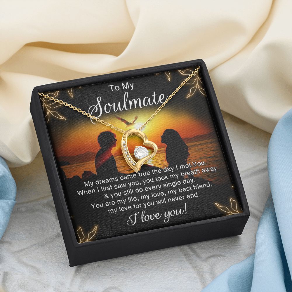 To My Soulmate Necklace for Women Birthday Christmas Jewelry Gifts For My Wife with Message Card Box Personalized Gift Present Pendant for Future Wife Soulmate Girlfriend Love 6 Forever Love Necklace
