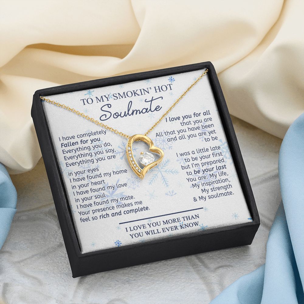 To My Smokin Hot Soulmate Necklace - Wife Gifts From Husband To My Wife Necklace, Gift for Her Romantic, Girlfriend Gifts Necklace for Wife from Men Includes Message Card and Gift Box 13 Forever Love Necklace