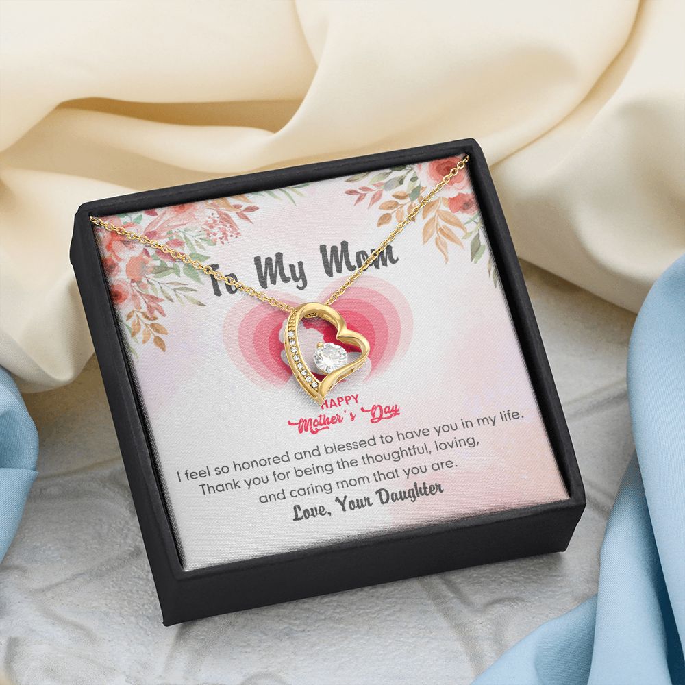 To My Mom Necklace Pendant Gift From Daughter And Happy Mother's Day Gift For Mom Birthday, Anniversary Thank You Forever Love Necklace