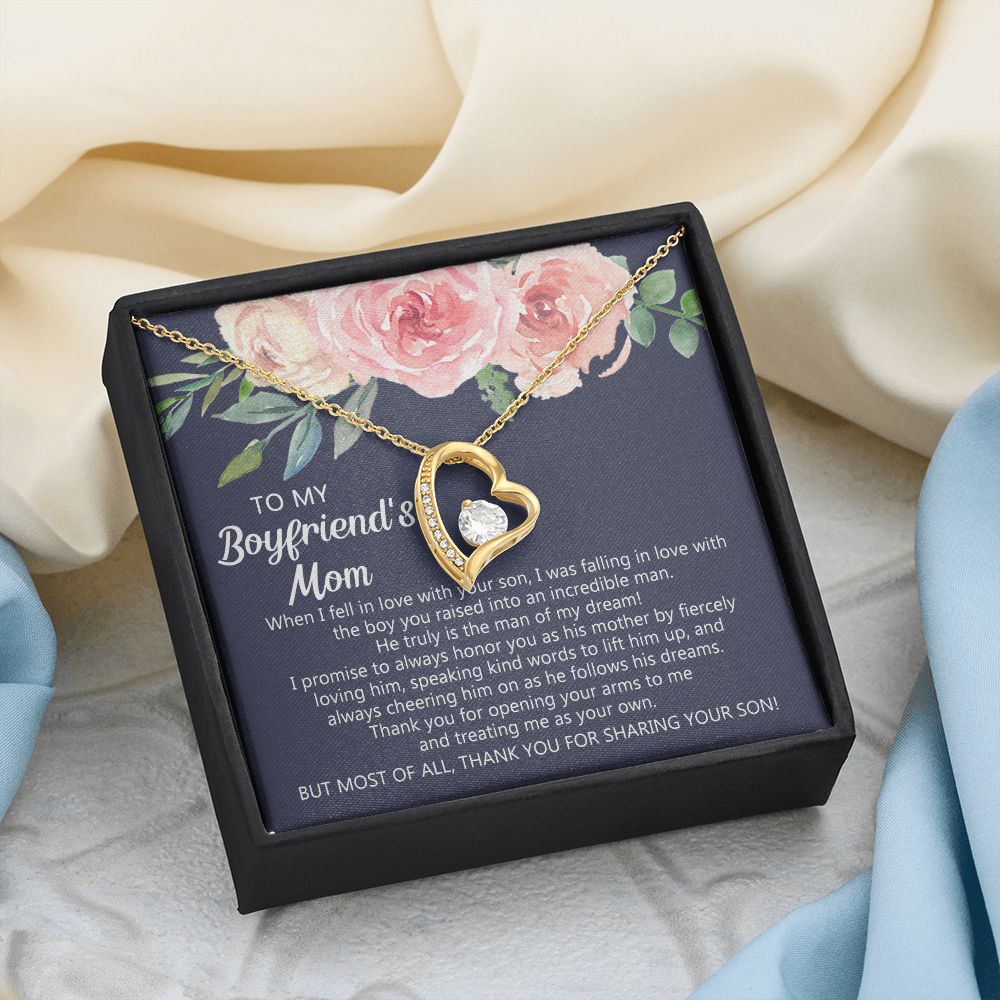 Personalized Gift for Boyfriends Mom, Boyfriends Mom Gift, Message Card Jewelry, To My Boyfriend's Mom Necklace with Message Card, Birthday Mother's Day Necklace for Boyfriend Mother Forever Love Necklace