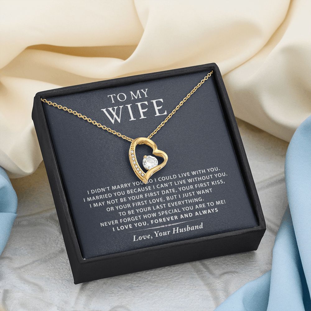 To My Wife Necklace from Husband, Personalized Necklace for Women, Luxury Necklace for Wife from Man Men, Wedding Anniversary Present For Wife, Beautiful Wife Jewelry Christmas Birthday Gift For Wife16 Forever Love Necklace