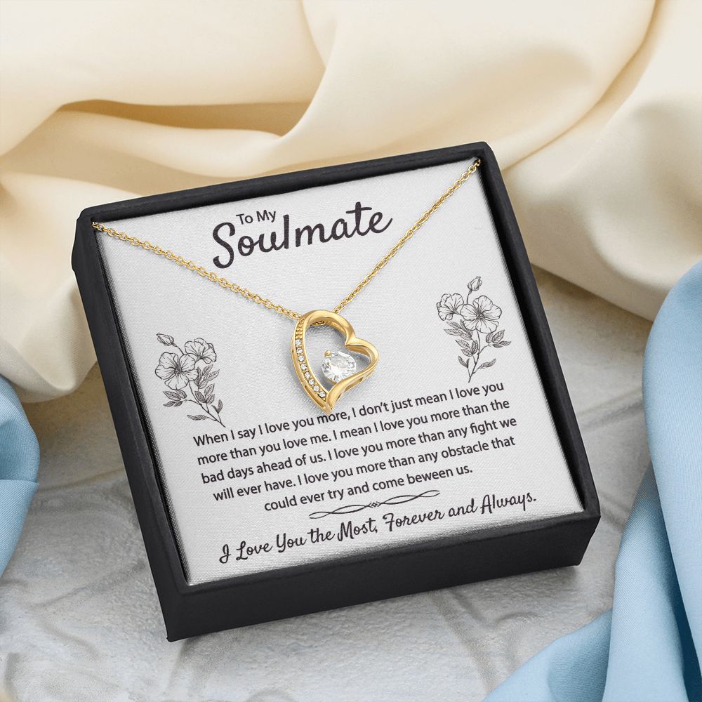 To My Soulmate Necklace for Women Birthday Christmas Jewelry Gifts For My Wife with Message Card Box Personalized Gift Present Pendant for Future Wife Soulmate Girlfriend Love 9 Forever Love Necklace