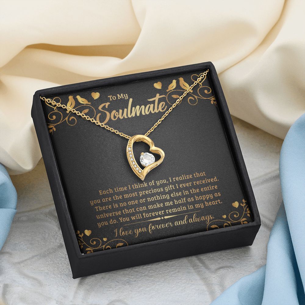 To My Soulmate Necklace for Women Birthday Christmas Jewelry Gifts For My Wife with Message Card Box Personalized Gift Present Pendant for Future Wife Soulmate Girlfriend Love 19 Forever Love Necklace