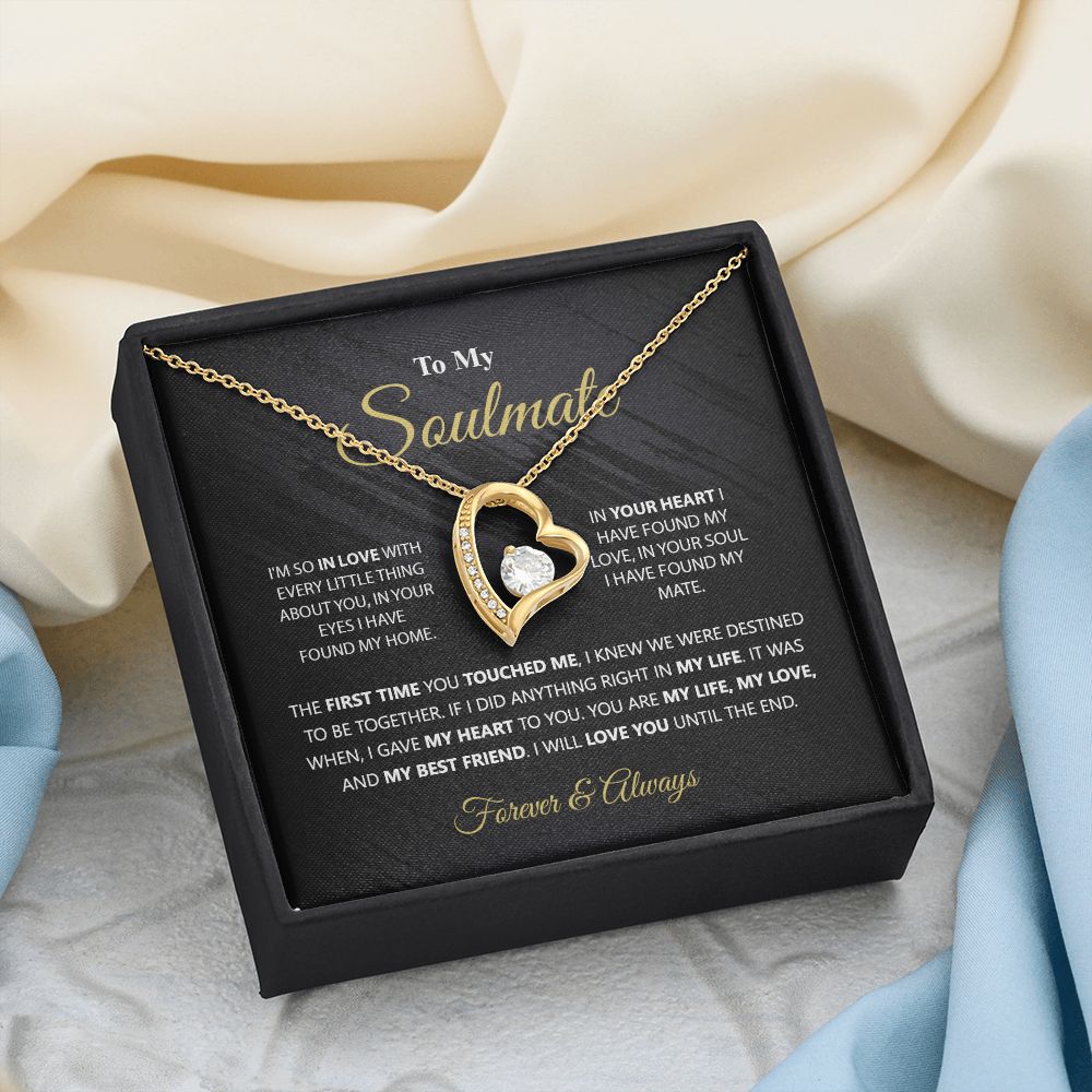 To My Soulmate Necklace for Women Birthday Christmas Jewelry Gifts For My Wife with Message Card Box Personalized Gift Present Pendant for Future Wife Soulmate Girlfriend Love 1 Forever Love Necklace