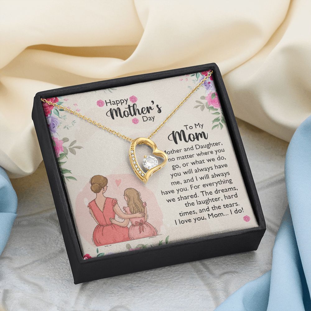 Mom Necklace Gifts for Mom from Daughter to Mom Gifts for Mothers Day from Daughter, To My Mom Necklace from Daughter to Mom Birthday Gifts Necklace with Message Card and Gift Box11 Forever Love Necklace