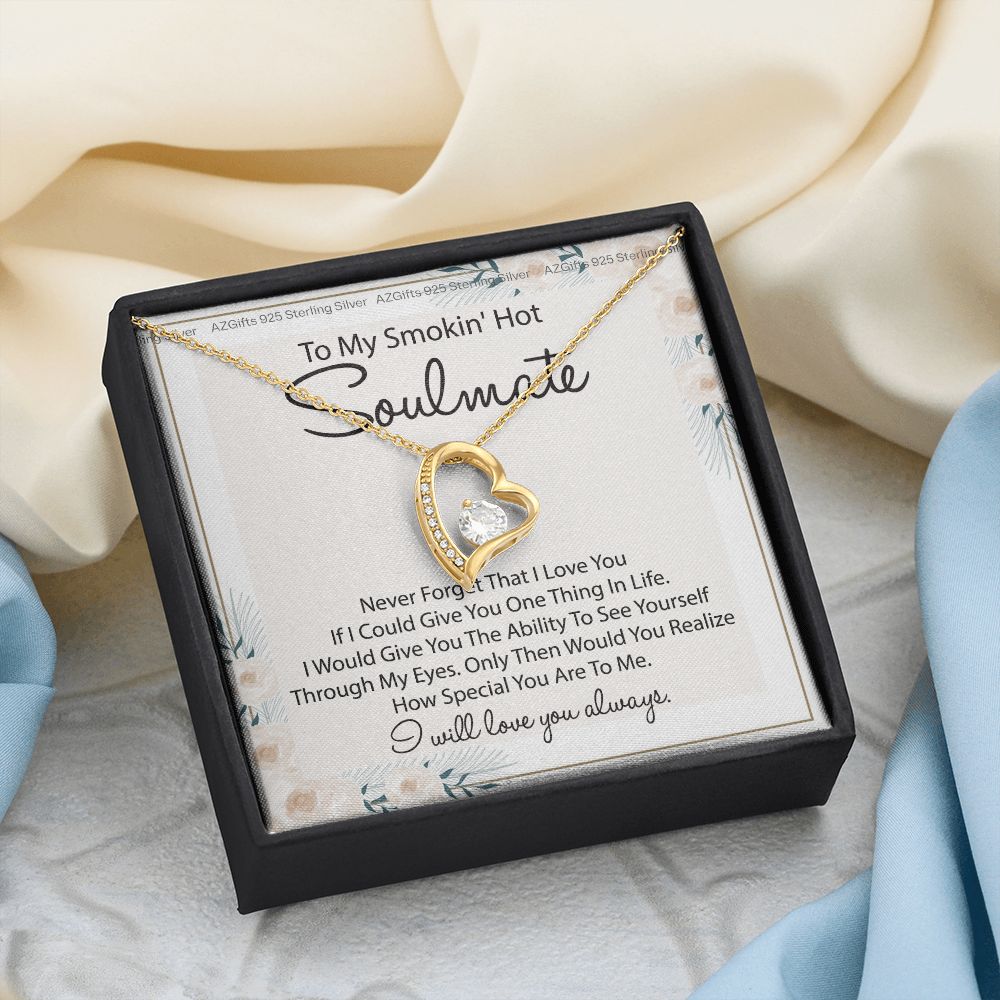 To My Smokin Hot Soulmate Necklace - Wife Gifts From Husband To My Wife Necklace, Gift for Her Romantic, Girlfriend Gifts Necklace for Wife from Men Includes Message Card and Gift Box 22 Forever Love Necklace