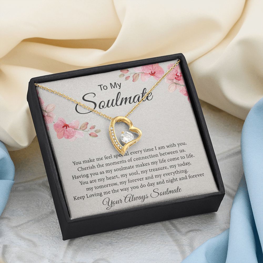 To My Soulmate Necklace for Women Birthday Christmas Jewelry Gifts For My Wife with Message Card Box Personalized Gift Present Pendant for Future Wife Soulmate Girlfriend Love 27 Forever Love Necklace