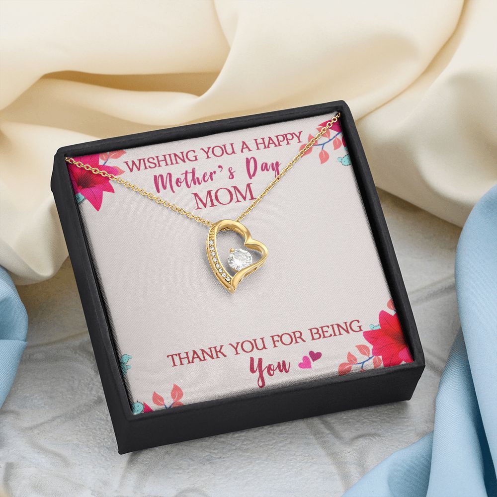 To My Mom Wishing You A Happy Mother's Day Gift From Daughter Or Son Thank You For Being You With Message Card Gift For Mom Forever Love Necklace