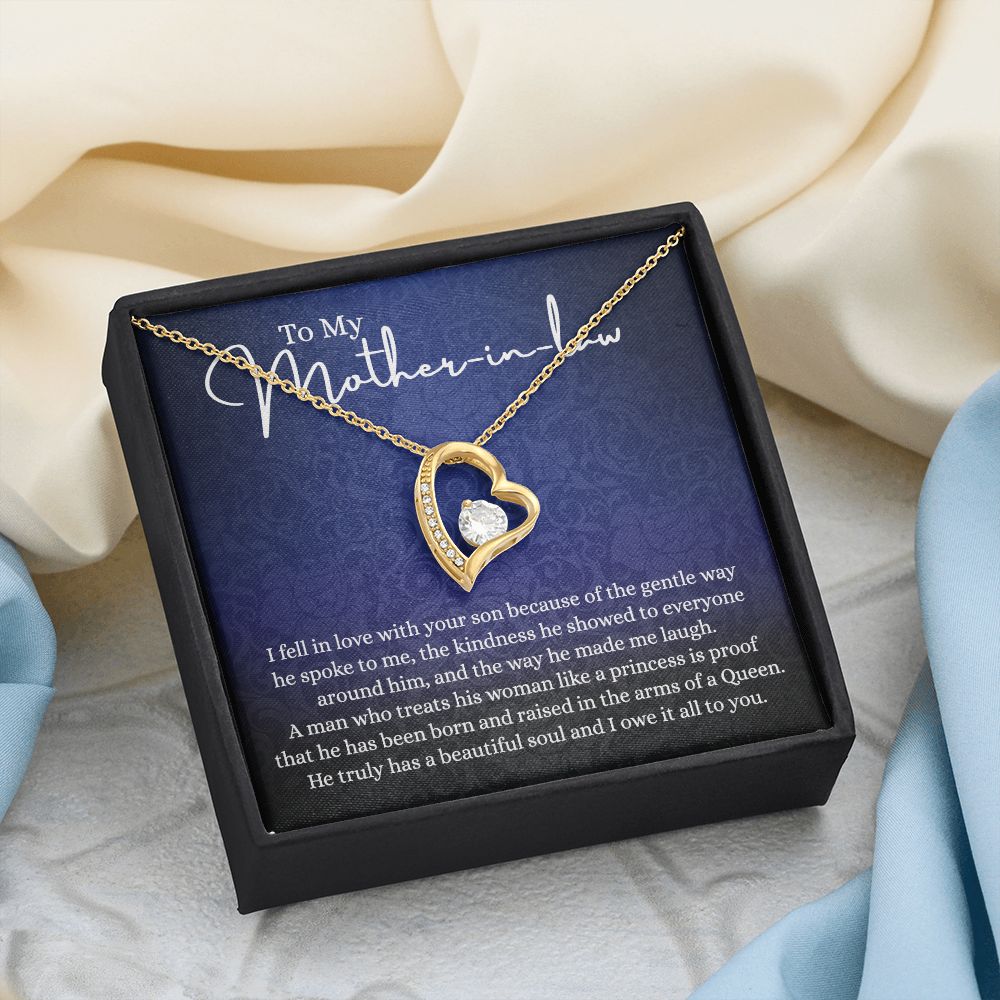 To My Mother in Law Necklace, Mother in Law Jewelry Box, Gift Card, Necklace for Mother in Law Jewelry Gift to My Mother-in-law on Wedding Day Mother's day gift for Mother in Law Forever Love Necklace