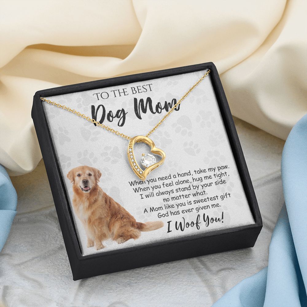 To The Best Golden Retriever Dog Mom Knot Necklace Mother's Day Gift , I Woof You Quote Gift Card, Message Card Jewelry For Dog Lovers, Necklace For Mom Forever Love Necklace