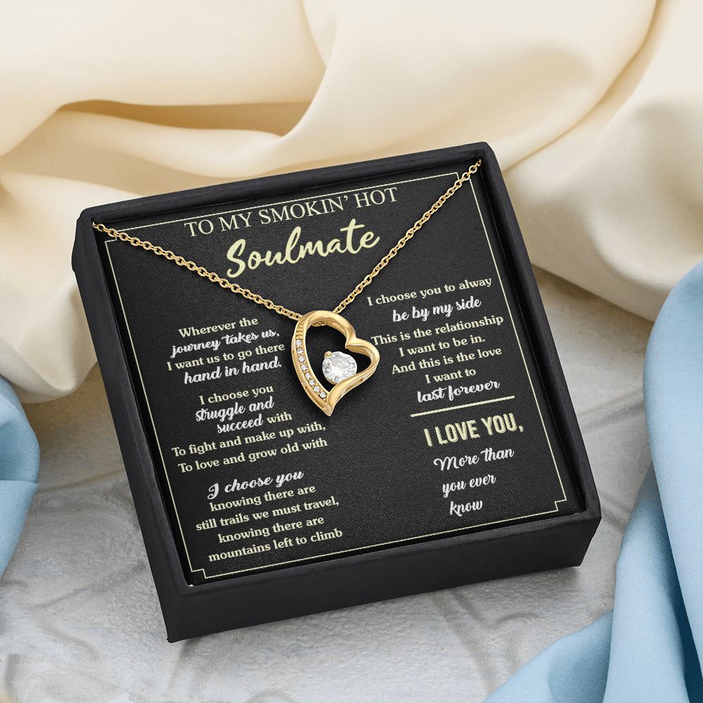 To My Soulmate Necklace for Women Birthday Valentines Day Jewelry Gifts For My Wife with Message Card Box Personalized Gift Present Pendant for Future Wife Soulmate Girlfriend Love 7 Forever Love Necklace