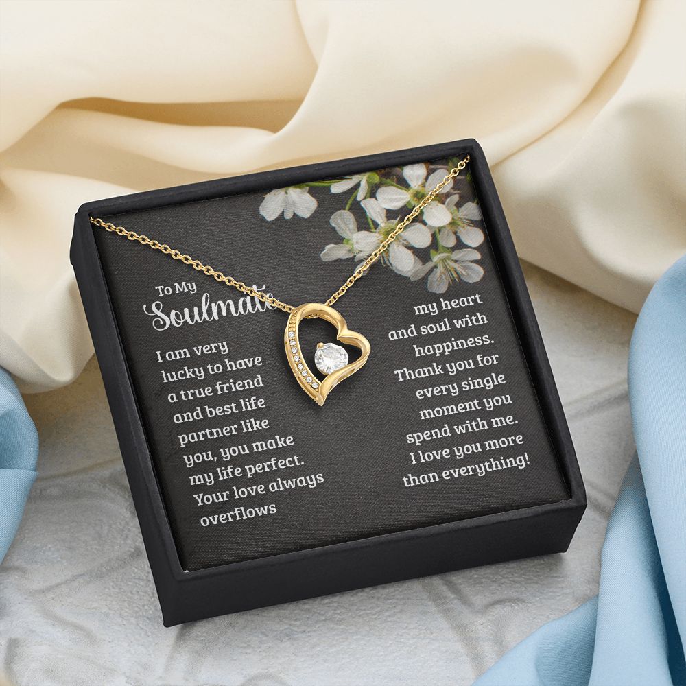 To My Soulmate Necklace for Women Birthday Christmas Jewelry Gifts For My Wife with Message Card Box Personalized Gift Present Pendant for Future Wife Soulmate Girlfriend Love 18 Forever Love Necklace