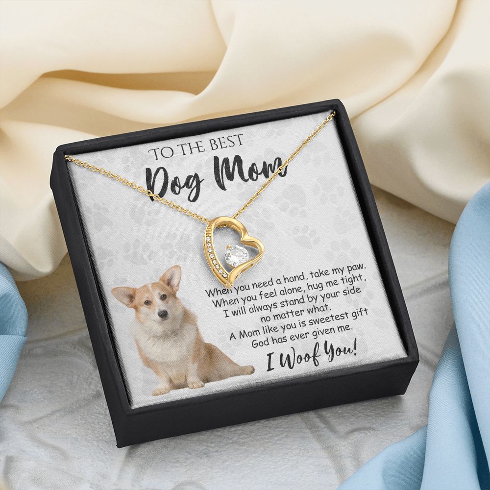 To The Best Corgi Dog Mom Knot Necklace Mother's Day Gift , I Woof You Quote Gift Card, Message Card Jewelry For Dog Lovers, Necklace For Mom Forever Love Necklace