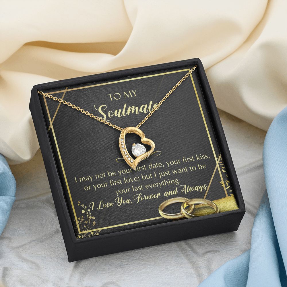 To My Soulmate Necklace for Women Birthday Christmas Jewelry Gifts For My Wife with Message Card Box Personalized Gift Present Pendant for Future Wife Soulmate Girlfriend Love 28 Forever Love Necklace