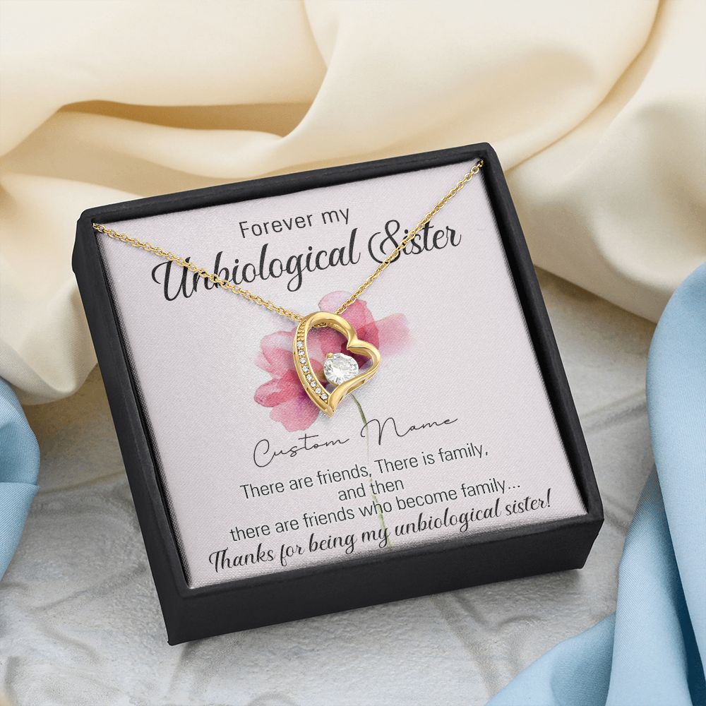 To My Unbiological Sister Necklace for Soul Sister Gift for Big Little Sorority Sister in Law Necklace for Sister Gift Tribe Jewelry Birthday Gift Idea for Best Friend 301 Forever Love Necklace