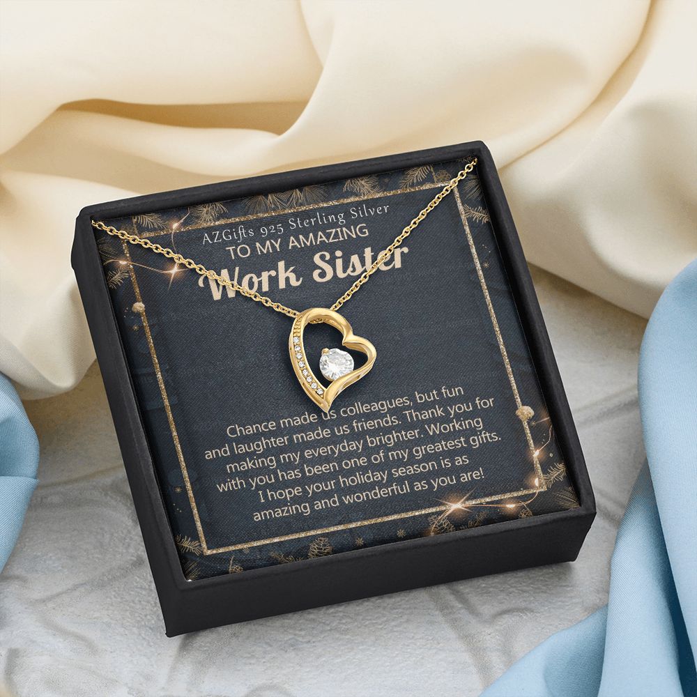 To My Work Sister Necklace Gift for Colleague Christmas Necklace for Work Sister from Co-Worker Christmas Pendant Gift for Colleague Christmas Jewelry Gift for Her Women 301 Forever Love Necklace