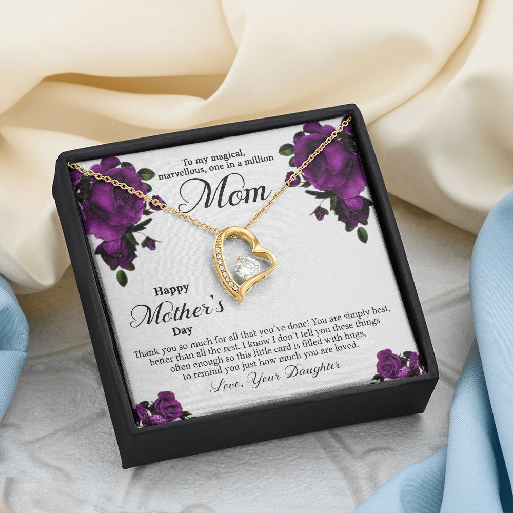 Mom Necklace Gifts for Mom from Daughter to Mom Gifts for Mothers Day from Daughter, To My Mom Necklace from Daughter to Mom Birthday Gifts Necklace with Message Card and Gift Box3 Forever Love Necklace