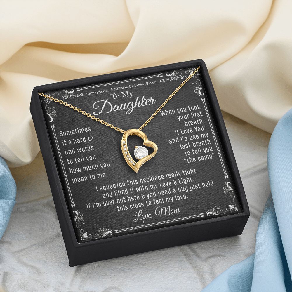 To My Daughter Necklace From Mom - Necklaces For Daughter From Mom, Mother Daughter Necklace, Gifts For Daughters From Mothers, Jewelry Gift For Badass Daughter On Birthday, Christmas, Graduation Forever Love Necklace