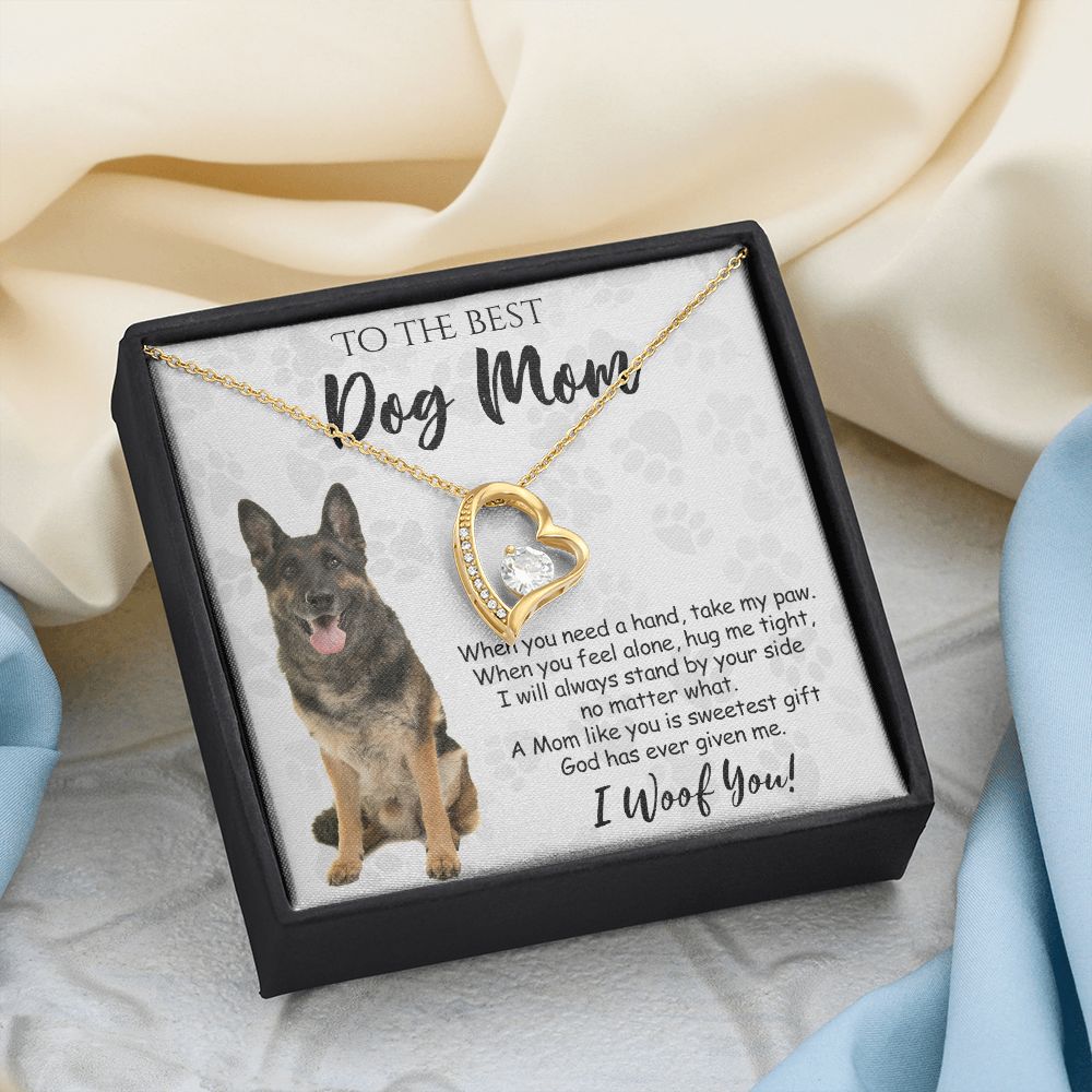 To The Best German Shepherd Dog Mom Knot Necklace Mother's Day Gift , I Woof You Quote Gift Card, Message Card Jewelry For Dog Lovers, Necklace For Mom Forever Love Necklace