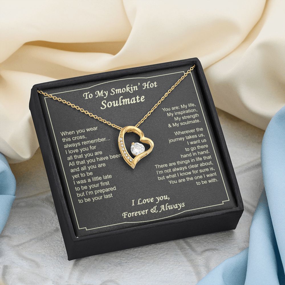 To My Smokin Hot Soulmate Necklace - Wife Gifts From Husband To My Wife Necklace, Gift for Her Romantic, Girlfriend Gifts Necklace for Wife from Men Includes Message Card and Gift Box 4 Forever Love Necklace