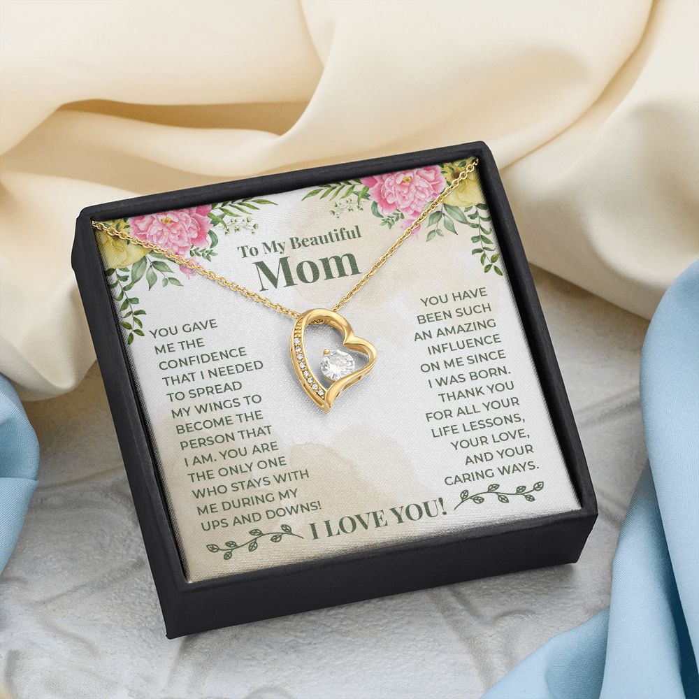 Mom Necklace Gifts for Mom from Daughter to Mom Gifts for Mothers Day from Daughter, To My Mom Necklace from Daughter to Mom Birthday Gifts Necklace with Message Card and Gift Box22 Forever Love Necklace