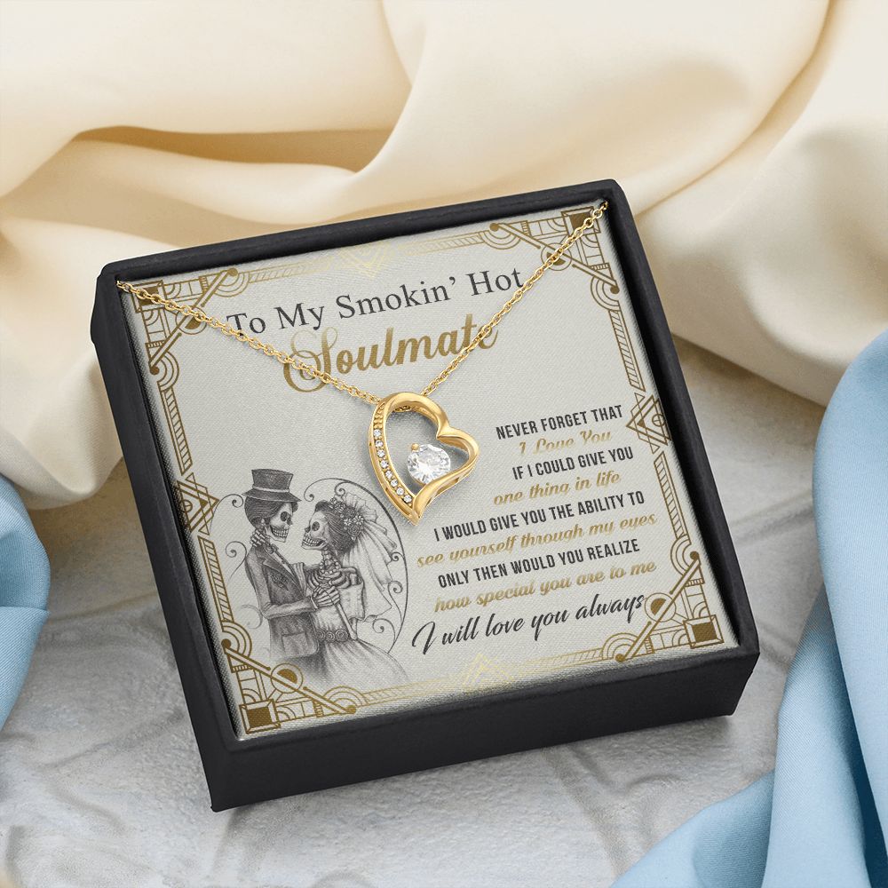 To My Smokin Hot Soulmate Necklace - Wife Gifts From Husband To My Wife Necklace, Gift for Her Romantic, Girlfriend Gifts Necklace for Wife from Men Includes Message Card and Gift Box 9 Forever Love Necklace