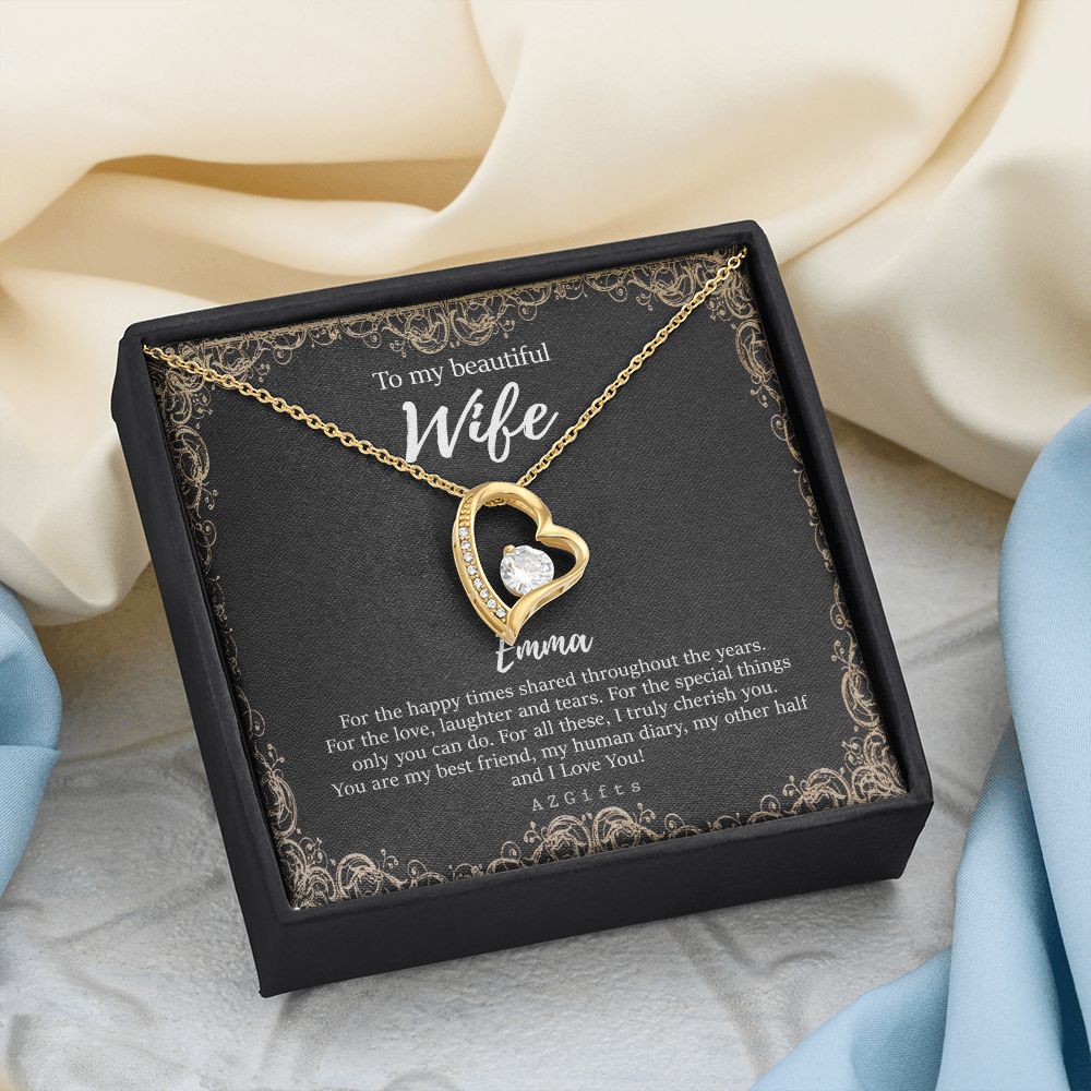 To My Wife Necklace from Husband, Personalized Necklace for Women, Luxury Necklace for Wife from Man Men, Wedding Anniversary Present For Wife, Beautiful Wife Jewelry Christmas Birthday Gifts For Wife9 Forever Love Necklace