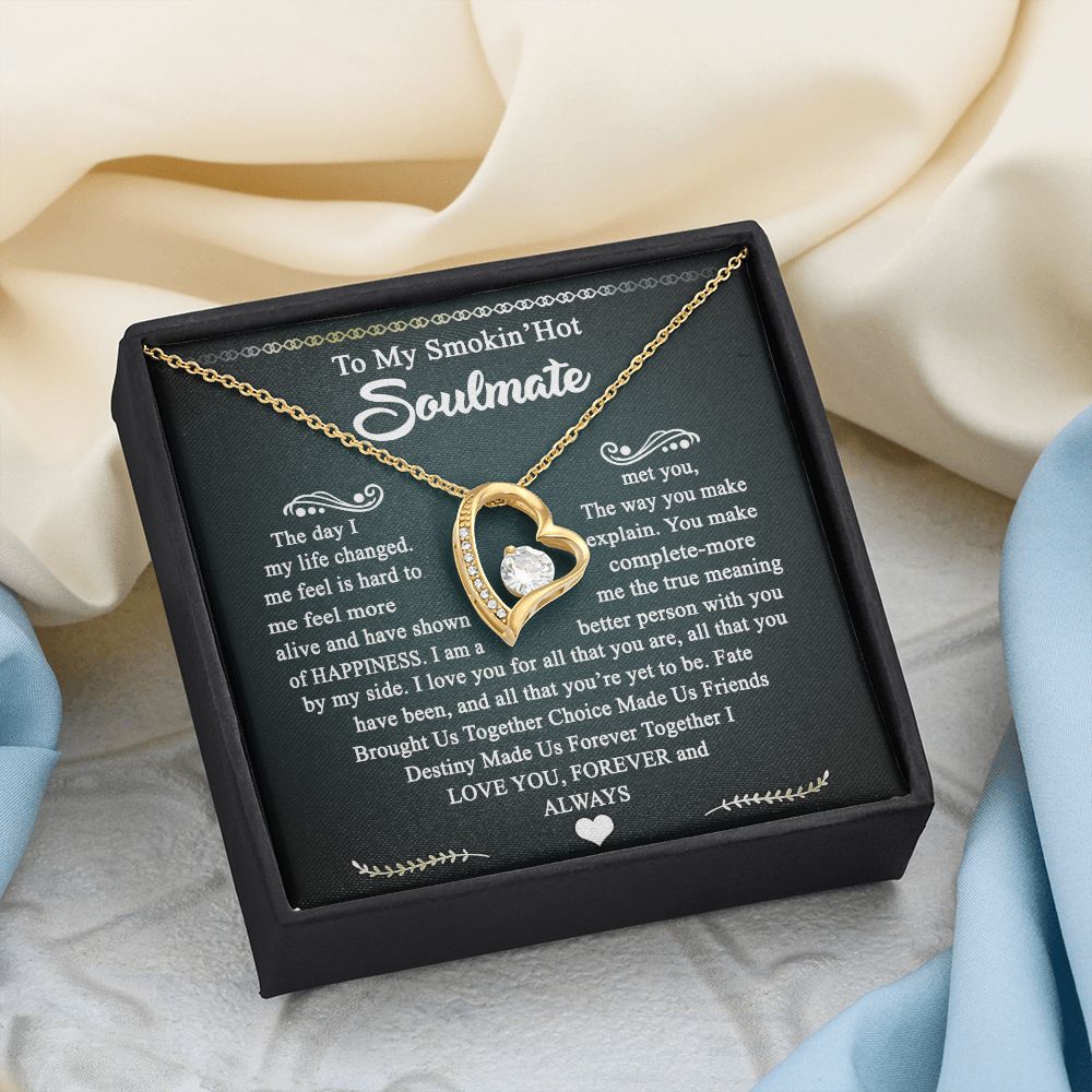 To My Smokin Hot Soulmate Necklace - Wife Gifts From Husband To My Wife Necklace, Gift for Her Romantic, Girlfriend Gifts Necklace for Wife from Men Includes Message Card and Gift Box 3 Forever Love Necklace