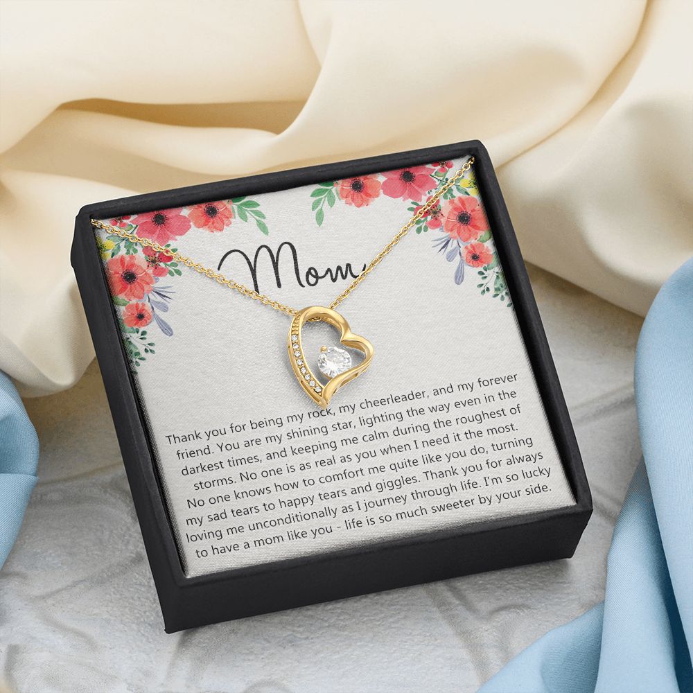 To My Mom Gift Necklace for Mother Daughter Jewelry, Thank You Mom Gift, Gift for Mom from Daughter to Mother Necklace Pendant Jewelry Box for Mom on Mother's Day Birthday Forever Love Necklace