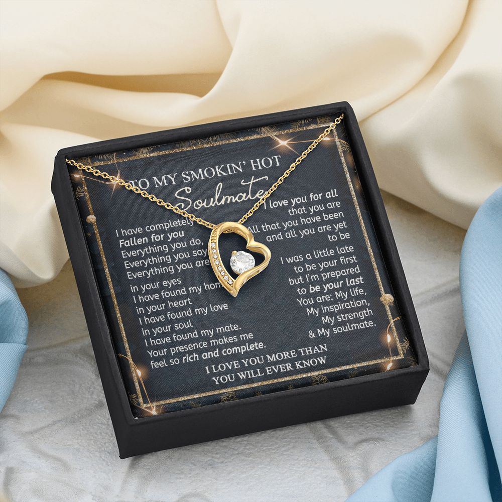 To My Smokin Hot Soulmate Necklace - Wife Gifts From Husband To My Wife Necklace, Gift for Her Romantic, Girlfriend Gifts Necklace for Wife from Men Includes Message Card and Gift Box 14 Forever Love Necklace