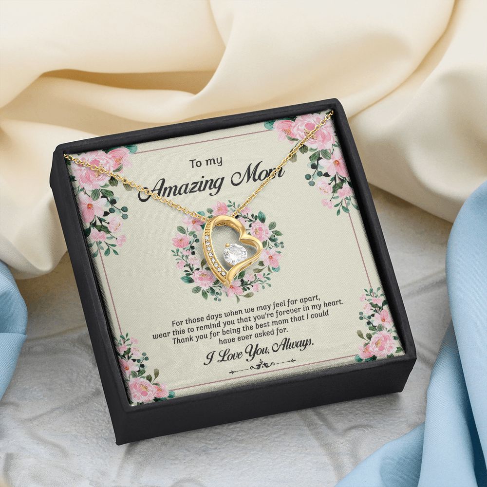 To My Mom Necklace, Gift For Mom, Mother's Day Gift from Daughter, Mom Jewelry Gift for Mothers Day, Birthday Gift for Mother, Moms Gift from Daughter Son, Necklace for Mom Mother17 Forever Love Necklace