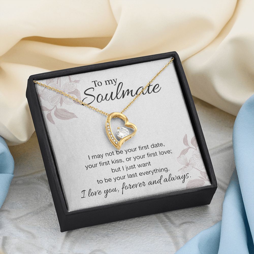 To My Soulmate Necklace for Women Birthday Valentines Day Jewelry Gifts For My Wife with Message Card Box Personalized Gift Present Pendant for Future Wife Soulmate Girlfriend Love 3 Forever Love Necklace