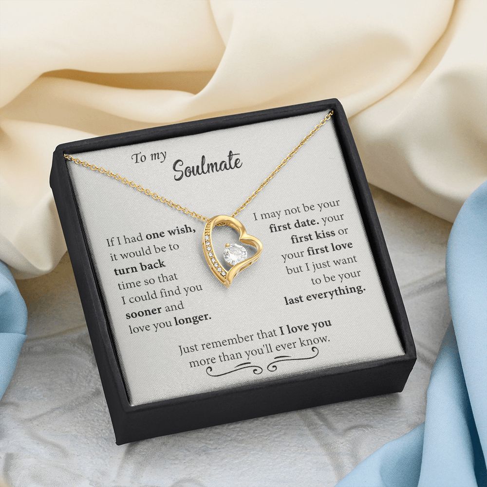 To My Soulmate Necklace for Women Birthday Christmas Jewelry Gifts For My Wife with Message Card Box Personalized Gift Present Pendant for Future Wife Soulmate Girlfriend Love 24 Forever Love Necklace